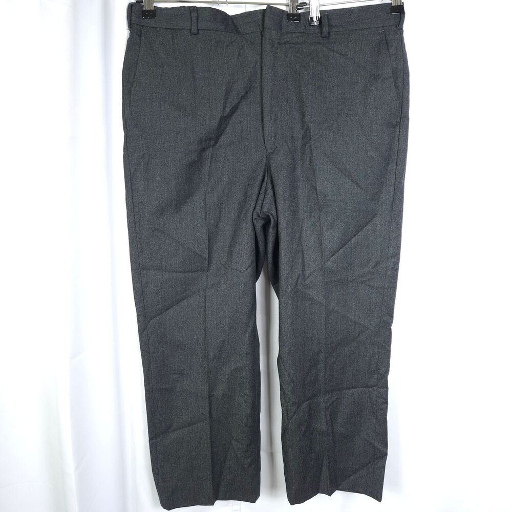 Brooks Brothers Charcoal Worsted‎ Wool Flat Front Dress Pants Men's 38x27